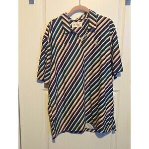 Original Penguin Munsingwear Mens 2XL Polo Shirt Multicolor Striped Short Sleeve